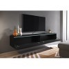 PIASKI Meuble TV Lowboard D 180 cm, Meuble TV Flottant, Noir mat, éclairage LED en option sans éclairage LED 