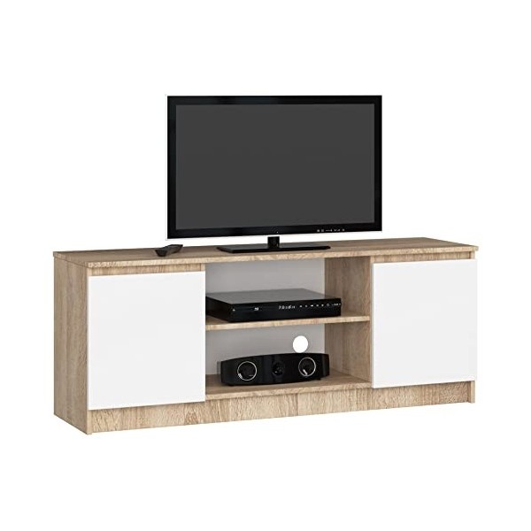 AKORD Meuble TV K-140 | Classique Meuble Télé | Banc Tele | Moderne Mauble Television | H55 x L120 x P40 cm, Poids 30 kg | Co