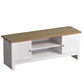 Marque Amazon - Movian, Meuble télé 2 portes, Blanc, 128 x 39 x 49 cm