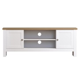 Marque Amazon - Movian, Meuble télé 2 portes, Blanc, 128 x 39 x 49 cm