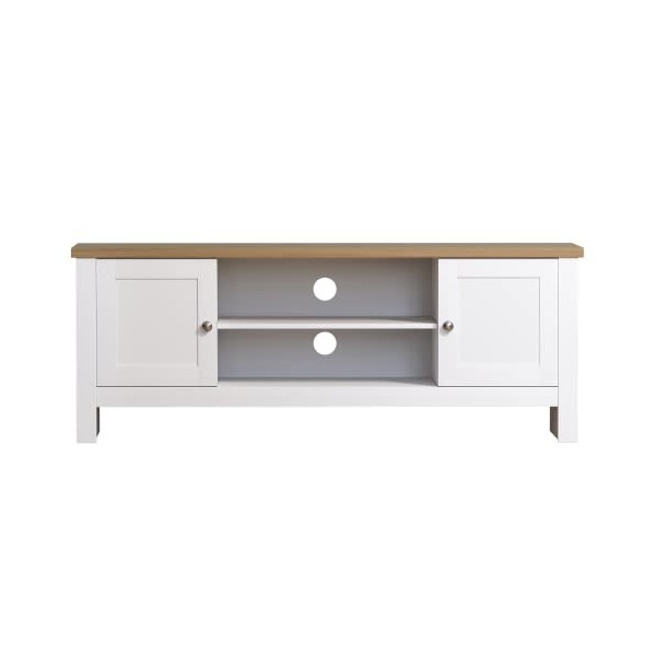 Marque Amazon - Movian, Meuble télé 2 portes, Blanc, 128 x 39 x 49 cm