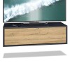 Vladon Meuble TV Lana 100 Armoire Murale lowboard 100 x 29 x 37 cm, Caisson en Noir Mat, façades en chêne Nature | Grand Choi