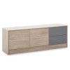 HOMN LIVING Meuble TV Panama 2 tiroirs, 2 Portes, Couleur Bois et Gris, 136 cm Largeur 40 cm Profondeur 51 cm Hauteur 