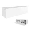 RODRIGO Meuble TV Lowboard suspendu avec finition brillante 105 cm de longueur corps blanc mat + façade blanc brillant 