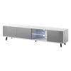Selsey Galhad - Meuble TV/Banc TV Blanc Mat/Gris Brillant, 175 cm, éclairage LED 