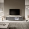 Selsey Galhad - Meuble TV/Banc TV Blanc Mat/Gris Brillant, 175 cm, éclairage LED 
