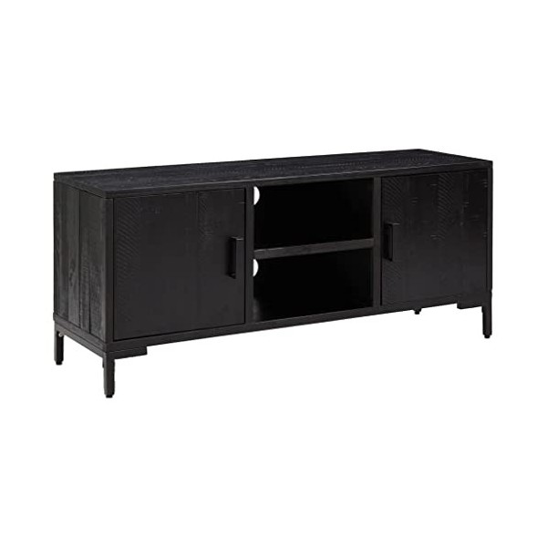 vidaXL Meuble TV, Armoire de Télévision avec Compartiment, Meuble Télé avec Rangement Salon Intérieur, Rétro, Noir Bois de Pi