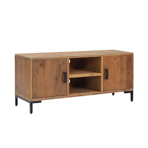 vidaXL Meuble TV, Armoire de Télévision avec Compartiment, Meuble Télé avec Rangement Salon Intérieur, Rétro, Noir Bois de Pi
