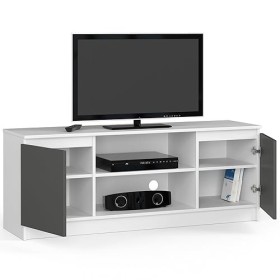 AKORD Meuble TV K-140 Un compartiment ouvert | 2 étagères avec portes gauche et droite | 55 x 140 x 40 cm | Poids 40 kg | Cou