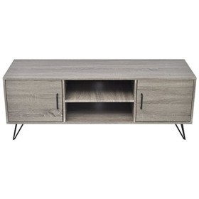 Festnight Meuble Banc TV Table de Chevet Design Scandinavee en MDF 120 x 40 x 45 cm Gris