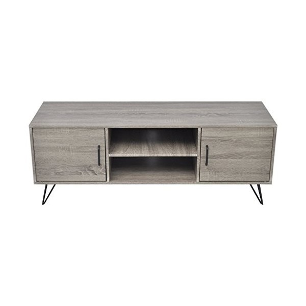 Festnight Meuble Banc TV Table de Chevet Design Scandinavee en MDF 120 x 40 x 45 cm Gris