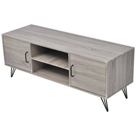 Festnight Meuble Banc TV Table de Chevet Design Scandinavee en MDF 120 x 40 x 45 cm Gris