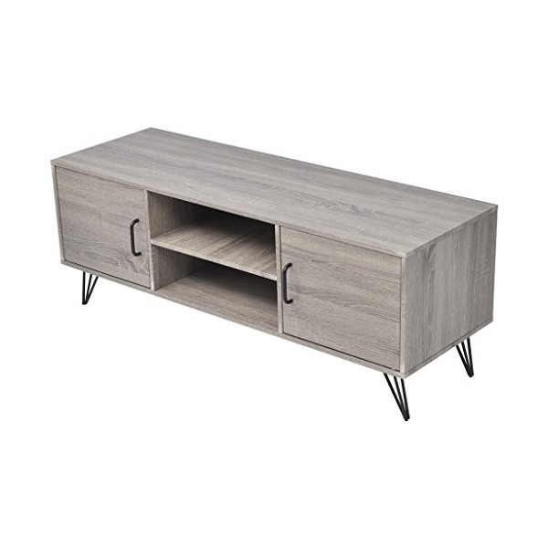 Festnight Meuble Banc TV Table de Chevet Design Scandinavee en MDF 120 x 40 x 45 cm Gris