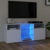 JUNZAI Meuble TV avec lumières LED Blanc Brillant 120x30x50 cm,Meuble TV,Meuble TV Moderne,Meuble de Salon