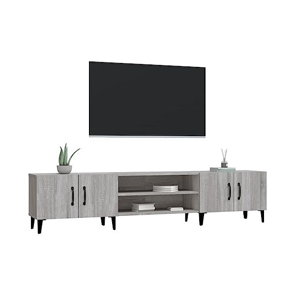 Hovothy Meuble TV Sonoma Gris 180x31,5x40 cm Bois dingénierie Armoire Télévision Décoration Salon Intérieure Dessus Robuste 