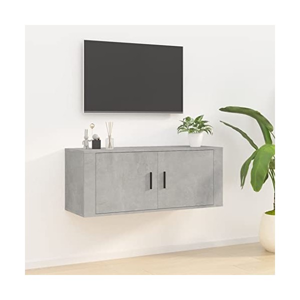 vidaXL Meuble TV Mural Gris béton 100x34,5x40 cm