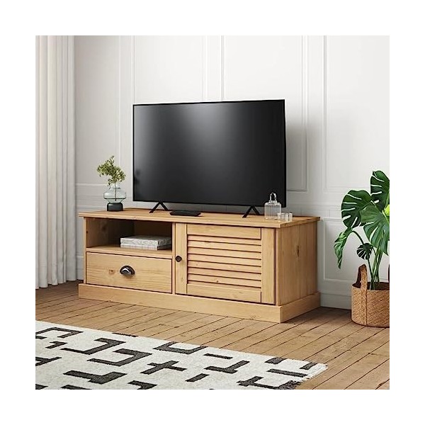 Meuble TV Vigo 106x40x40 cm Bois Massif de pin - Table TV Support de Télévision en Bois pour Salon Chambre Salle à Manger