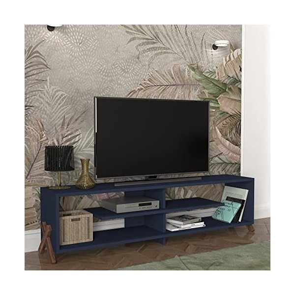 [en.casa] Meuble TV Support Télé de Salon avec Compartiments Ouverts Banc Télévision avec Espace de Rangement Stockage pour C