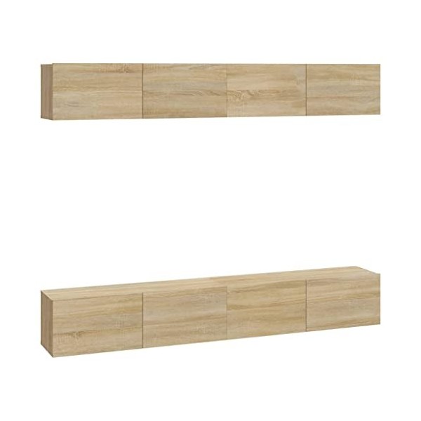 vidaXL 4X Meubles TV Muraux Centres de Divertissement Armoires Stéréo Meubles Multimédia Salle de Séjour Chêne Brun 60x30x30c