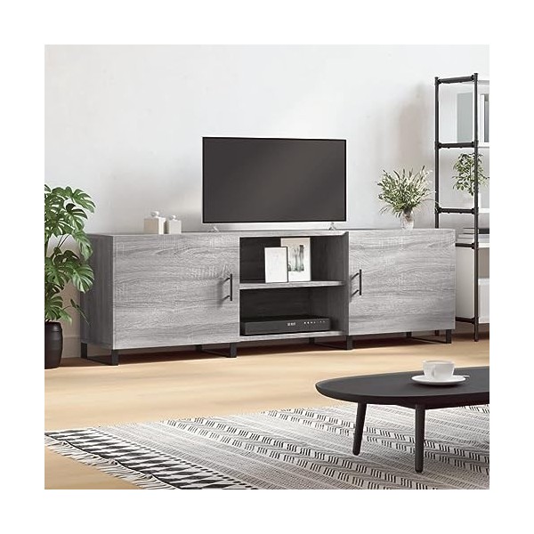 FAMIROSA Meuble TV Sonoma Gris 150x30x50 cm Bois dingénierie 26.2KG 