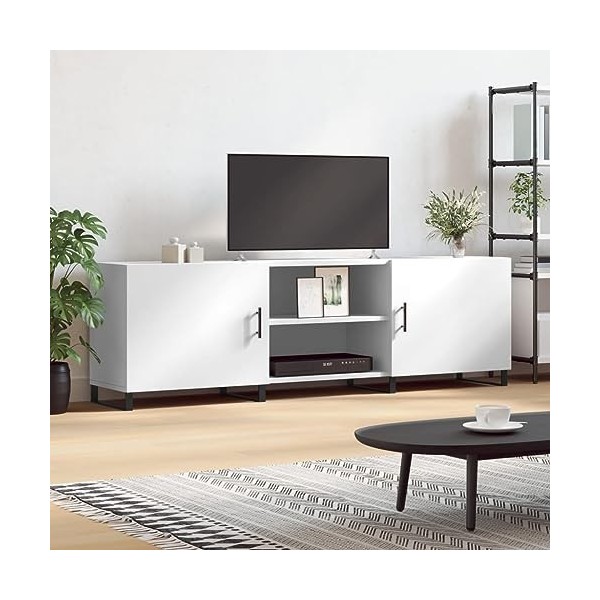 FAMIROSA Meuble TV Blanc 150x30x50 cm Bois dingénierie 26.2KG 