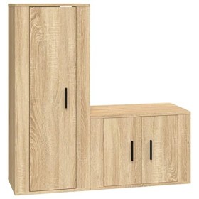 Camerina Ensemble de Meubles TV 2 pcs chêne Sonoma Bois dingénierie,Meuble TV,Table Basse Salon Meuble TV,Table Basse LED Co