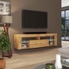 Selsey BIANKO - Meuble TV/Banc TV Suspendu - 140 cm - chêne Lancaster - éclairage LED