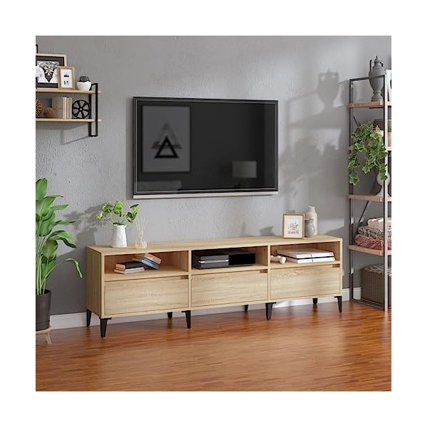 Higsose Meuble TV Chêne Sonoma 150x30x44,5 cm Bois dingénierie Classique Unité TV Dessus Robuste Unité Multimédia Placer Obj