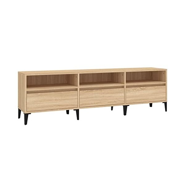 Higsose Meuble TV Chêne Sonoma 150x30x44,5 cm Bois dingénierie Classique Unité TV Dessus Robuste Unité Multimédia Placer Obj