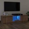 Maxspace TV Meuble, Meuble Tele, Meuble TV Chambre, Meuble TV IindustrielMeuble TV avec lumières LED Chêne Marron 140x40x35,5