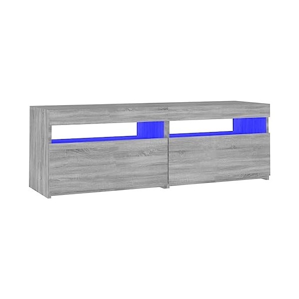 Maxspace TV Meuble, Meuble Tele, Meuble TV Chambre, Meuble TV IindustrielMeuble TV avec lumières LED Sonoma Gris 120x35x40 cm
