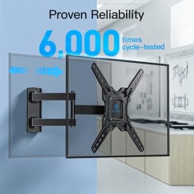 PERLESMITH Support Mural TV, Inclinable Orientable Fixation Extensible Support TV pour Écrans 26-60 Pouces LED LCD et Courbé,