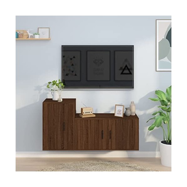 VEEKI Meuble TV, Meuble TV Suspendu, Meuble TV Industriel, Meuble TV Bois, Meuble Chambre, Convient pour Salon ou Chambre, En