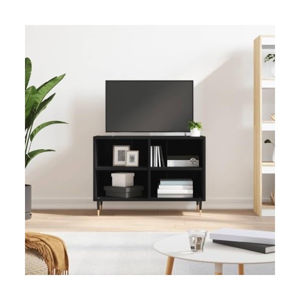 FAMIROSA Meuble TV Noir 69,5 x 30 x 50 cm Bois dingénierie 12.3KG 