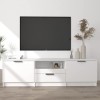 lvssiao Table de salon pour télévision, meuble TV en contreplaqué blanc 140 x 35 x 40 cm très résistant armoire TV avec grand