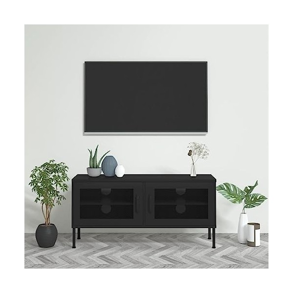 VidaXL Meuble TV Noir 105x35x50 cm Acier