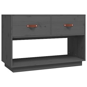 FAMIROSA Meuble TV Gris 90x40x60 cm Bois de pin Massif 15.18KG 