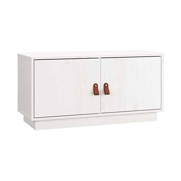 vidaXL Meuble TV Blanc 80x34x40 cm Bois de pin Massif