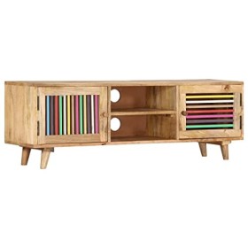 Générique Meuble TV 120x30x40 cm Bois Massif de manguier,18.5 KG,249864, Meubles, Meubles TV