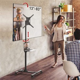 Barkan Pied TV à roulettes pour écrans 13-83 Pouces, Inclinable et Hauteur Réglable, Poids Max 50Kg, Roues verrouillables, Ch