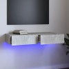 Hovothy Meuble TV avec Lumières LED RVB Blanc 120x35x15,5 cm Bois Tendance Armoire Multimédia Salon Résistance à lhumidité M
