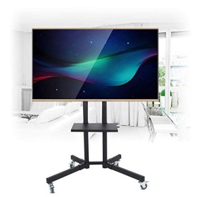 GOTOTOP Support Meuble TV à roulettes sur Pied Support Mobile Hauteur Réglable pour Écran Plat LCD/LED de 32 à 65 Pouces