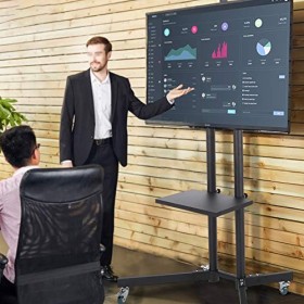 GOTOTOP Support Meuble TV à roulettes sur Pied Support Mobile Hauteur Réglable pour Écran Plat LCD/LED de 32 à 65 Pouces