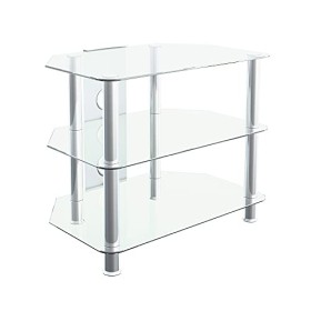 Meuble TV en Verre Transparent pour LED/LCD/Plasma/Écrans Incurvé,L 60 cm, Gestion de Cable