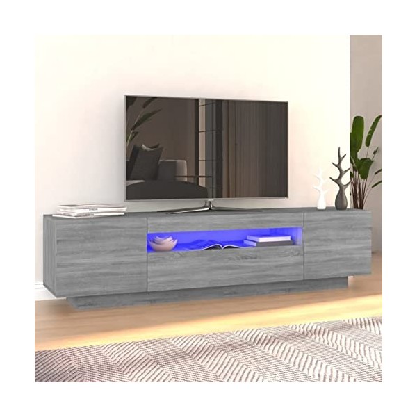 Camerina Meuble TV avec lumières LED Sonoma Gris 160x35x40 cm,Meuble TV,Meuble TV Moderne,Meuble de Salon