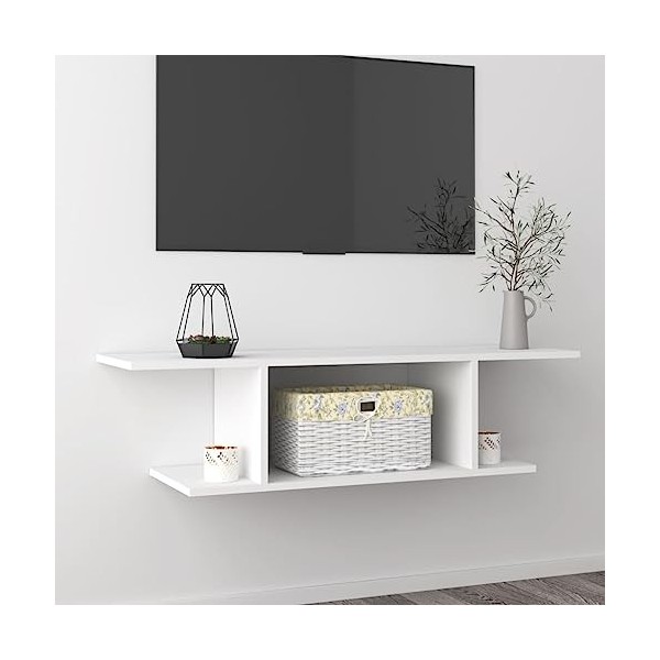 VEEKI Meuble TV, Meuble TV Suspendu, Meuble, Meuble TV avec Rangement,Meuble Industriel, Convient pour Salon ou Chambre, Mura