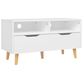 Tidyard Meuble TV Blanc 90x40x48,5 cm Aggloméré,Meuble TV,Meuble de Salon,pour Salon,Bureau,Divertissement