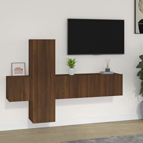 Ensemble de Meubles TV 3 pcs Chêne Marron Bois dingénierie - Meuble télé, Meuble TV Industriel, Meuble Chambre, Convient pou