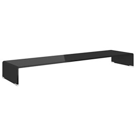 ZEYUAN Meuble TV/Support pour Moniteur 120 x 30 x 13 cm Verre Noir,Meuble TV,Table TV,Ensemble Meuble TV
