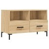 Hovothy Meuble TV Chêne Sonoma 80x36x50 cm Bois dingénierie Meuble de Salon Pieds en Fer Style Calme Décoration Intérieur Un